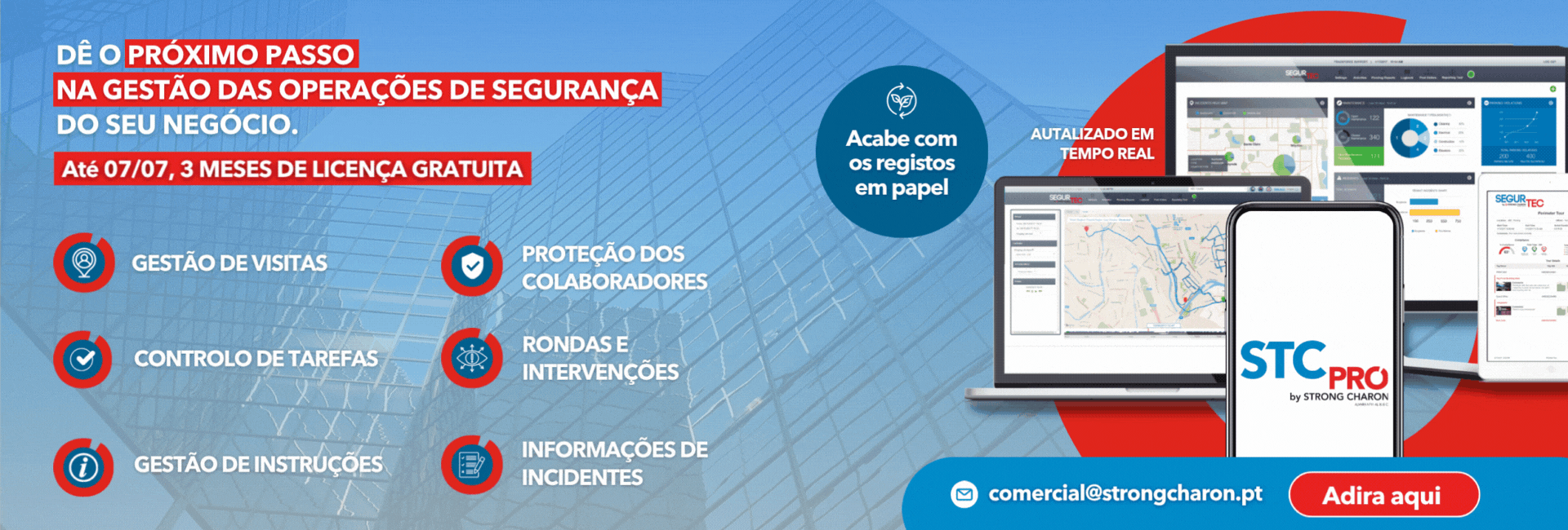 STC AlarmWatch - Banner site com o texto "Na segurança, todos os segundos contam"